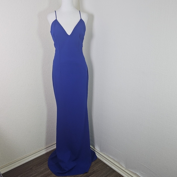Revolve Katie May Bambi Gown Sapphire Blue Sz 6 Back Cutout USA - Picture 1 of 16